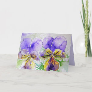 Paarse Bloemen Bloemstuk Viola Watercolor Kunstkaa Kaart