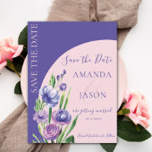 Paarse Bloemen Blush Elegant Bruiloft Save the Dat Aankondiging