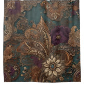 Paarse Bloemen Boho Douchegordijn (Voorkant)