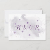 Paarse bloemen botanisch RSVP kaartje (Achterkant)