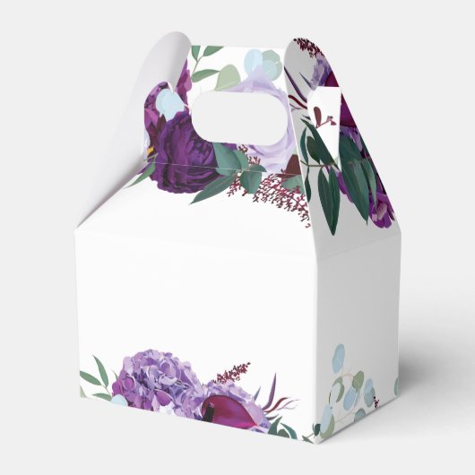 Paarse Bloemen Botanische Bruiloft Bedankdoosjes (Achterkant)