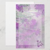 Paarse bloemen briefpapier (Voorkant / Achterkant)