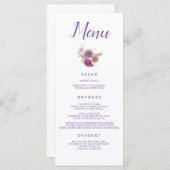 Paarse Bloemen Bruiloft Catering Menu (Voorkant / Achterkant)
