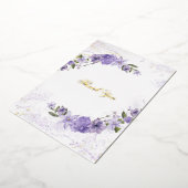 Paarse Bloemen bruiloft Folie dank u kaart (Gedraaid)