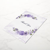 Paarse Bloemen bruiloft Folie dank u kaart (Gedraaid)
