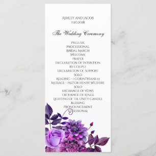Paarse bloemen bruiloft programma Floral сeremony