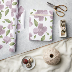 Paarse bloemen cadeaupapier