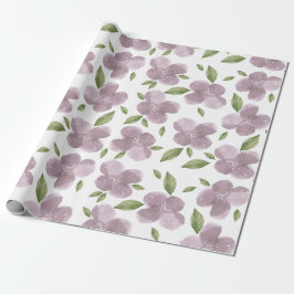 Paarse bloemen cadeaupapier