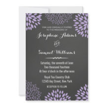 Paarse Bloemen Chalkboard bruiloft uitnodiging