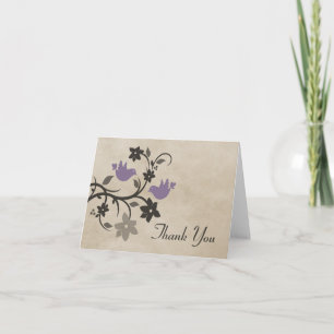 Paarse bloemen Dank je wel Bedankkaart
