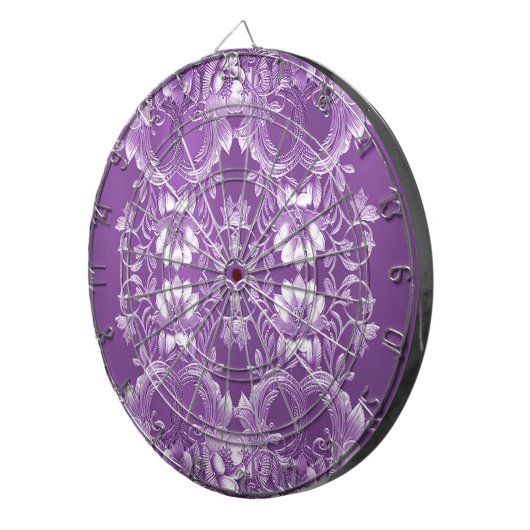 Paarse Bloemen Dartboard Dartbord (Voorkant Rechts)