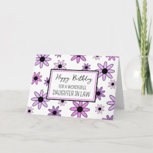 Paarse Bloemen Dochter in Recht Verjaardag Kaart