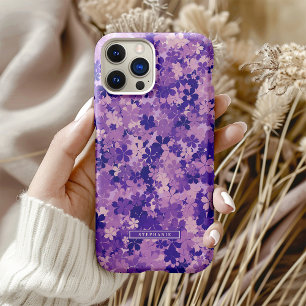 Paarse Bloemen Elegant Violet Bloesempatroon iPhone 16 Pro Hoesje