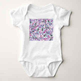 Paarse bloemen en bessen: Waterverf Romper