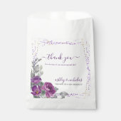 Paarse Bloemen en Confetti Bruiloft Dank u Bedankzakje (Voorkant)