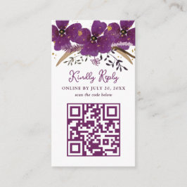 Paarse Bloemen en Gouden QR Code Informatiekaartje