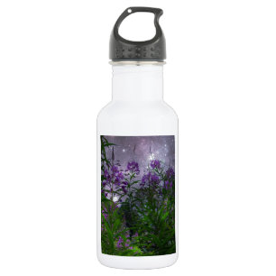 Paarse Bloemen Fantasie Nacht Waterfles