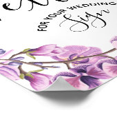 paarse bloemen floral custom bruilfeestparty sign poster (Hoek)