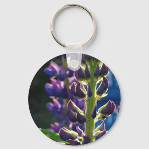 Paarse Bloemen Foto Lente Sleutel Ring Sleutelhanger