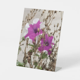 Paarse Bloemen Foto Reclamebord Met Voetstuk