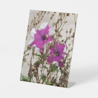 Paarse Bloemen Foto Reclamebord Met Voetstuk