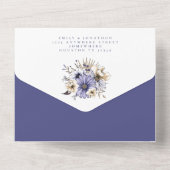 Paarse Bloemen Gast Adressen Bruiloft All In One Uitnodiging (Achterkant)