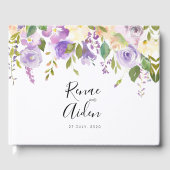 Paarse bloemen gastenboek, mauve bruiloft gastenboek (Voorkant)