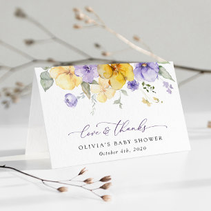 Paarse bloemen, Gele bloemen, Boho, Baby shower Bedankkaart