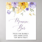 Paarse bloemen, gele bloemen, boho, momosa bar poster (Voorkant)