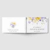 Paarse bloemen, gele bloemen, groen, bruiloft gastenboek (Volledig)