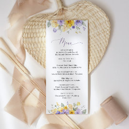 Paarse bloemen, gele bloemen, huwelijksmenu menu