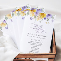 Paarse bloemen, gele bloemen, huwelijksprogramma