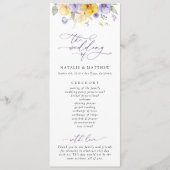 Paarse bloemen, gele bloemen, huwelijksprogramma programma (Voorkant)