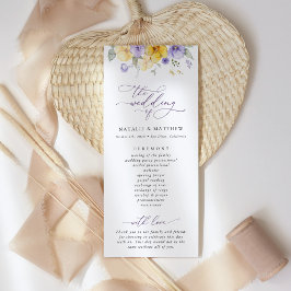 Paarse bloemen, gele bloemen, huwelijksprogramma programma