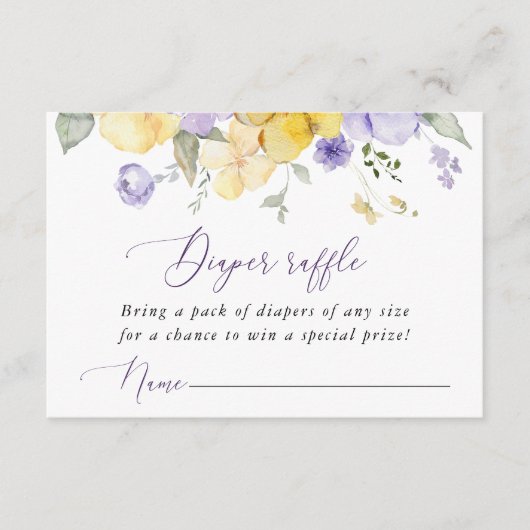 Paarse bloemen, gele bloemen, luierkrabbel informatiekaartje (Voorkant)