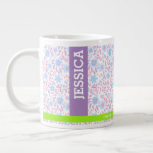 Paarse Bloemen Gepersonaliseerde Naam & Monogram