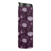 Paarse bloemen glitterpatroon monogram thermosbeker (Geroteerd rechts)