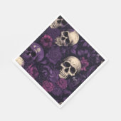 Paarse Bloemen Gothic Schedel Halloween Servet (Hoek)