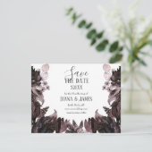 Paarse Bloemen Gotische Boho Pagan Handfasten Save The Date (Staand voorkant)
