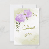 paarse bloemen groen botanisch bedankkaart (Voorkant)