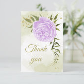 paarse bloemen groen botanisch bedankkaart (Staand voorkant)