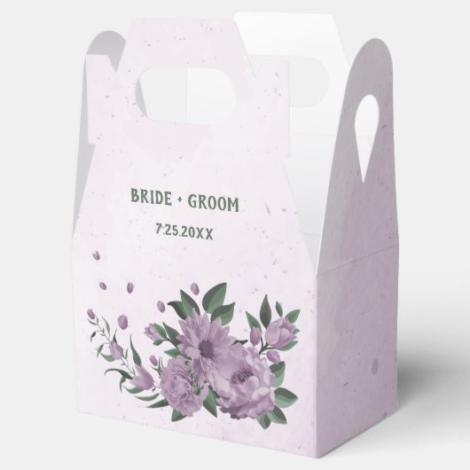 paarse bloemen groen - botanische bruiloft bedankdoosjes (Geopend)