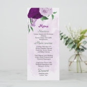 Paarse bloemen groen bruiloft menu (Staand voorkant)