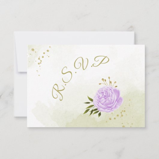 paarse bloemen groene bladeren botanische RSVP kaartje (Achterkant)