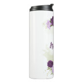 Paarse bloemen groene bladeren thermosbeker (Gedraaid links)