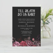 Paarse Bloemen Halloween Gotische bruiloft Kaart (Staand voorkant)