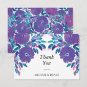 Paarse Bloemen Handgeschilderde Dankkaart Kaart (Voorkant / Achterkant)