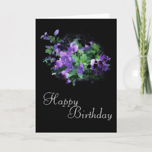  paarse bloemen Happy Birthday Kaart Design 1