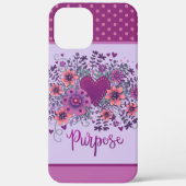 Paarse Bloemen Hart Doel Inspirivity Case-Mate iPhone Case (Achterkant)