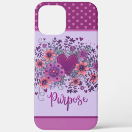 Paarse Bloemen Hart Doel Inspirivity iPhone 12 Pro Max Hoesje